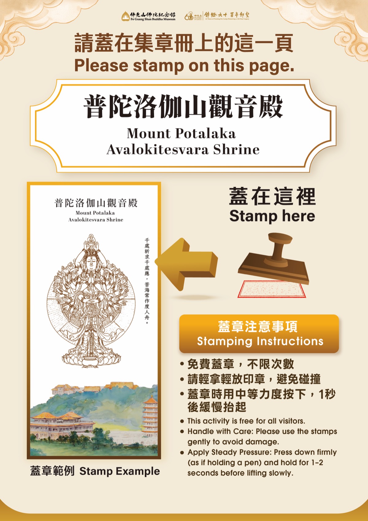 D1 普陀洛伽山觀音殿集章位置說明